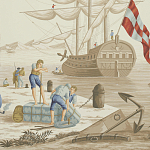 Обои ручная роспись Views of Italy Azure on Sepia варинант исполнения - 1 | Loft Concept в Ростове-на-Дону