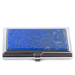 Визитница карманная металлическая с накладкой из натурального камня Лазурит Stone Business Card Holders  варинант исполнения - 1 | Loft Concept в Ростове-на-Дону
