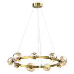 Люстра подвесная светодиодная с 9-ю круглыми плафонами коньячного цвета Iona Chandelier Brass  варинант исполнения - 1 | Loft Concept в Ростове-на-Дону