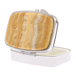 Таблетница карманная прямоугольная с 2-мя отделениями с зеркалом и накладкой из натурального камня Оникс Silver Stone Pillboxes варинант исполнения - 2 | Loft Concept в Ростове-на-Дону