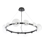 Люстра подвесная круглая с 12-ю прозрачными куполообразными плафонами и черным металлическим основанием Flos Wireline Lighting варинант исполнения - 2 | Loft Concept в Ростове-на-Дону