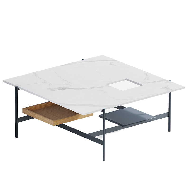 Karat журнальный столик с съемным подносом Графит Белый Мрамор Bianco в Ростове-на-Дону | Loft Concept 