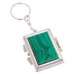 Зеркало брелок складное двухстороннее из натурального камня Малахит Stone Mirrors варинант исполнения - 1 | Loft Concept в Ростове-на-Дону