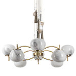 Люстра подвесная с 8-ю шарообразными плафонами из белого стекла с подвесками из камня и кисточками Agatelle варинант исполнения - 1 | Loft Concept в Ростове-на-Дону