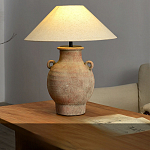 Настольная лампа керамическая с ручками и тканевым абажуром Eastern Tale варинант исполнения - 1 | Loft Concept в Ростове-на-Дону