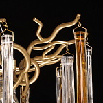 Люстра линейная золотого цвета с декоративными ветвями и длинными стеклянными подвесками в форме сосулек Droplet Chandelier варинант исполнения - 6 | Loft Concept в Ростове-на-Дону