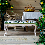 Банкетка из натурального бука золотистая с изображением птиц и цветов Blooming Birds варинант исполнения - 4 | Loft Concept в Ростове-на-Дону