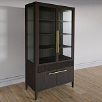 Витрина Primo со стеклянными фасадами и буфетом шпон Темный орех варинант исполнения - 3 | Loft Concept в Ростове-на-Дону