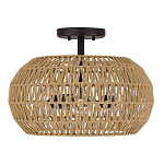 Потолочный светильник с плафоном из плетеного джута и черным каркасом Quoizel варинант исполнения - 2 | Loft Concept в Ростове-на-Дону
