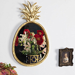 Зеркало овальной формы с золотистой рамкой и декоративной верхушкой в виде ананаса Pineapple Shine  варинант исполнения - 2 | Loft Concept в Ростове-на-Дону