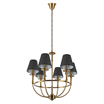 Люстра на металлическом основании бронзового цвета с 6-ю черными конусовидными абажурами Dignity варинант исполнения - 4 | Loft Concept в Ростове-на-Дону