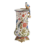 Ваза фарфоровая с птицей на бронзовой ветке и цветочной росписью Garden of Eden варинант исполнения - 2 | Loft Concept в Ростове-на-Дону