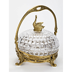 Конфетница из прозрачного рельефного стекла с ручкой и фигуркой лебедя Eden Garden варинант исполнения - 3 | Loft Concept в Ростове-на-Дону