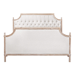 Кровать двуспальная светло-бежевая с основанием из массива дуба с мягким изголовьем Flax Beds варинант исполнения - 1 | Loft Concept в Ростове-на-Дону