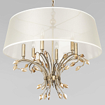 Люстра подвесная круглая с тканевым полупрозрачным абажуром и подвесками 6 ламп Gilded Elegance варинант исполнения - 4 | Loft Concept в Ростове-на-Дону