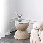 Дизайнерский журнальный стол фактурный с круглой белой столешницей Luler варинант исполнения - 1 | Loft Concept в Ростове-на-Дону