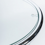 Приставной столик на серебристом основании с столешницей из стекла Noir варинант исполнения - 2 | Loft Concept в Ростове-на-Дону