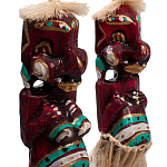 Комплект из 2-х деревянных статуэток Asmat Straw Headdress Statuettes Red Turquoise Tattoo варинант исполнения - 3 | Loft Concept в Ростове-на-Дону