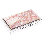 Таблетница карманная прямоугольная на 7 отделений с зеркалом и накладкой из натурального камня Турмалин Silver Stone Pillboxes варинант исполнения - 1 | Loft Concept в Ростове-на-Дону