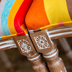 Стул бежевый в разноцветную полоску из натурального бука с изображением птиц и цветов Blooming Birds Colorful Stripes Chair варинант исполнения - 7 | Loft Concept в Ростове-на-Дону