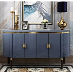 Дизайнерский комод синий глянцевый с золотыми ручками на 4-х дверцах Martin варинант исполнения - 2 | Loft Concept в Ростове-на-Дону