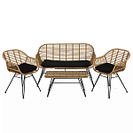 Журнальный столик с столешницей из ротанга и стекла Wicker Tabletop Under Glass варинант исполнения - 3 | Loft Concept в Ростове-на-Дону