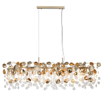 Люстра линейная с подвесками в форме монеток и золотистыми круглыми элементами из металла в виде лепестков FAIRYTREE Light варинант исполнения - 3 | Loft Concept в Ростове-на-Дону