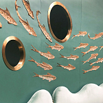 Обои с вышивкой ручной работы Deco Fish Original colourway варинант исполнения - 3 | Loft Concept в Ростове-на-Дону