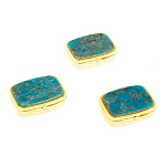 Таблетница карманная прямоугольная с 2-мя отделениями с зеркалом и накладкой из натурального камня Апатит Голубой Gold Stone Pillboxes варинант исполнения - 4 | Loft Concept в Ростове-на-Дону