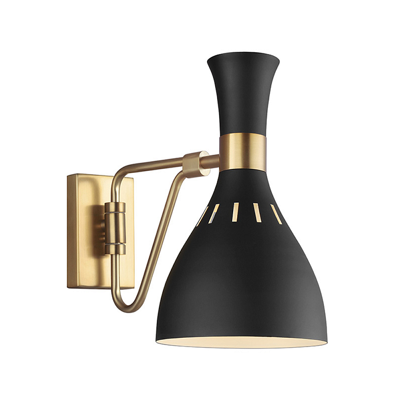 Бра с плафоном в форме песочных часов с узкими перфорированными отверстиями Feiss Черный Белый Латунь в Ростове-на-Дону | Loft Concept 