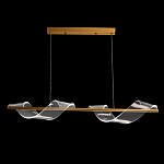 Люстра линейная золотистого цвета с двумя прозрачными волнистыми элементами Wave Line варинант исполнения - 3 | Loft Concept в Ростове-на-Дону