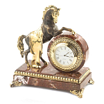 Часы настольные бронзовые с декором в виде коня Horse Stone Clock варинант исполнения - 2 | Loft Concept в Ростове-на-Дону