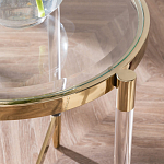 Золотой приставной столик с круглой стеклянной столешницей Weightless Table варинант исполнения - 7 | Loft Concept в Ростове-на-Дону