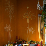 Обои с вышивкой ручной работы Deco Palms Original colourway on velvet 2 варинант исполнения - 1 | Loft Concept в Ростове-на-Дону