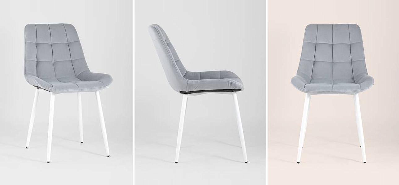 Стул NANCY Chair Серый Цвет Белые Ножки Стул NANCY Chair Серый Цвет Белые Ножки - Loft-Concept в Ростове-на-Дону