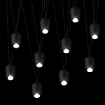 Подвесной светильник черными плафонами на длинных пересекающихся тросах Construction варинант исполнения - 10 | Loft Concept в Ростове-на-Дону