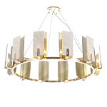 Люстра подвесная круглая с прямоугольными мраморными и золотистыми панелями на металлическом каркасе Диаметр 118 см Marble square Chandelier варинант исполнения - 3 | Loft Concept в Ростове-на-Дону