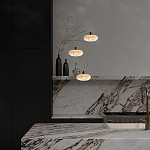 Подвесной светильник с плафоном в виде эллипса из белого алебастра Cryptocrystalline Stone варинант исполнения - 6 | Loft Concept в Ростове-на-Дону