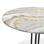 Стол журнальный с круглой столешницей из стекла Gray and Gold Marble варинант исполнения - 3 | Loft Concept в Ростове-на-Дону
