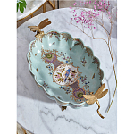 Чаша из голубого фарфора на бронзовых ножках с рисунком цветов и фигурками стрекоз Blue Garden варинант исполнения - 4 | Loft Concept в Ростове-на-Дону