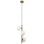 Подвесной светильник с 3-мя сферическими плафонами из матового стекла Pearls Suspension Brass Tube Hanging Lamp варинант исполнения - 2 | Loft Concept в Ростове-на-Дону