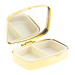 Таблетница карманная прямоугольная с 2-мя отделениями с зеркалом и накладкой из натурального камня Малахит Gold Stone Pillboxes варинант исполнения - 2 | Loft Concept в Ростове-на-Дону