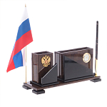 Настольный письменный набор с часами из природного камня обсидиана For the Deputy варинант исполнения - 2 | Loft Concept в Ростове-на-Дону