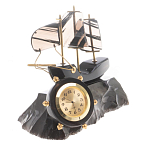 Часы настольные в виде парусника из натурального камня Обсидиан Sailboat Stone Clock варинант исполнения - 5 | Loft Concept в Ростове-на-Дону