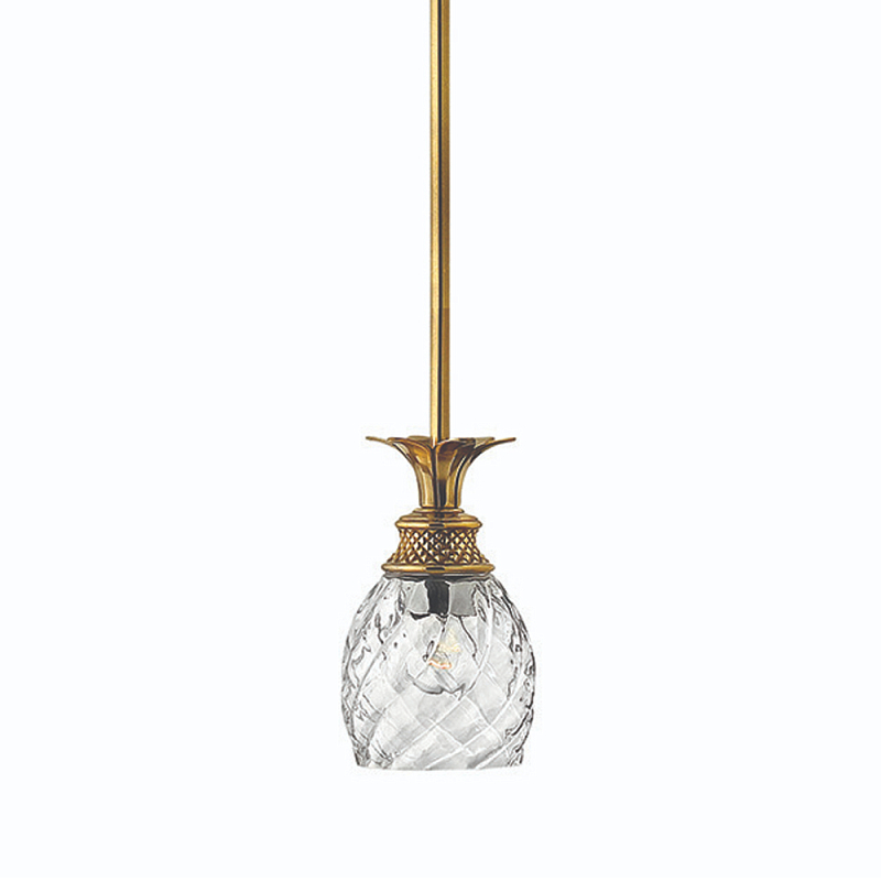 Подвесной светильник цвета латунь с прозрачнымплафоном в форме ананаса Hinkley Латунь Прозрачное Стекло в Ростове-на-Дону | Loft Concept 