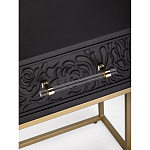 Приставной столик с резным узором на выдвижном ящике Black Table Carved Pattern варинант исполнения - 2 | Loft Concept в Ростове-на-Дону