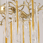 Люстра подвесная золотого цвета с разветвленными ветвями и прозрачными стеклянными подвесками Droplet Chandelier варинант исполнения - 4 | Loft Concept в Ростове-на-Дону