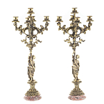 Подсвечники из бронзы на 10 свечей на подставке из камня креноид Stone Candlestick варинант исполнения - 1 | Loft Concept в Ростове-на-Дону