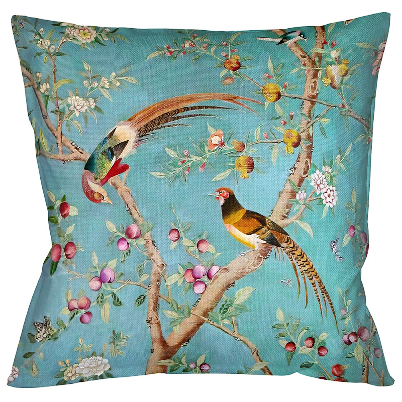        Chinoiserie Birds in the Peach Orchard Cushion  ̆  -- | Loft Concept 