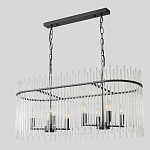 Люстра подвесная овальная со стеклянными прозрачными трубками и металлическим каркасом черного цвета Nembus варинант исполнения - 2 | Loft Concept в Ростове-на-Дону